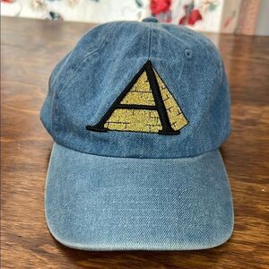 Blue Denim Cap with Gold Pyramid Logo